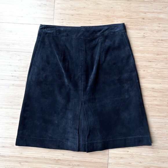Vintage 90s Lilly Pulitzer 100% Suede Black A-Line Mini Skirt 2 | Luxe Essential - Picture 3 of 11